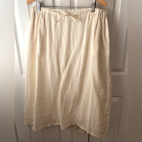 🆕 MARINA RINALDI Ivory 100% Linen A-Line Lagenlook Skirt SZ 20 - Picture 1 of 7